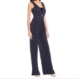 Gianni Bini Pleated Satin & Velvet Jumpsuit